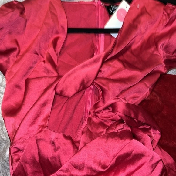 Honey Metallic Fushia pink Mini party long sleeve dress Sz 12 - Picture 14 of 16